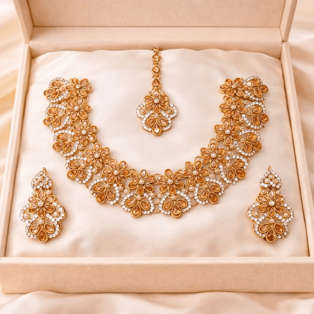 Royal Ruby Floral Bridal Jewelry Set
