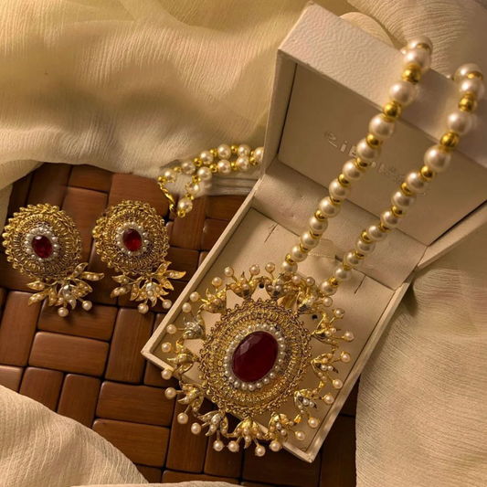 Royal Blue Pearl Gold-Plated Jewelry Set