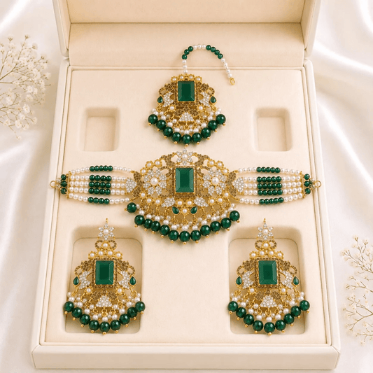 Royal Ruby Pearl Choker Jewelry Set