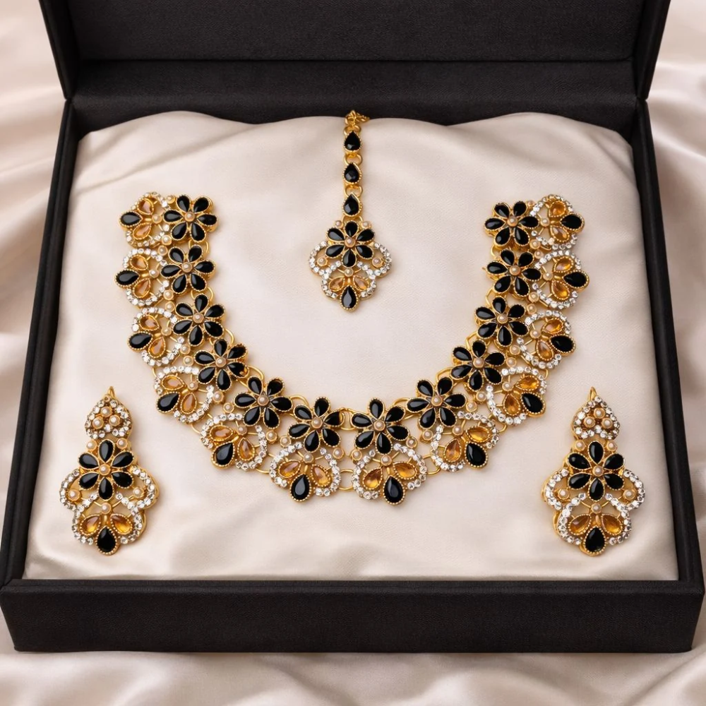 Royal Ruby Floral Bridal Jewelry Set