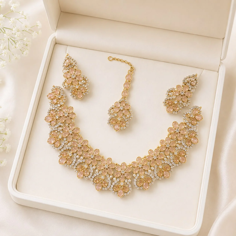 Royal Ruby Floral Bridal Jewelry Set