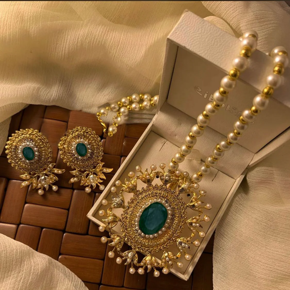 Royal Blue Pearl Gold-Plated Jewelry Set