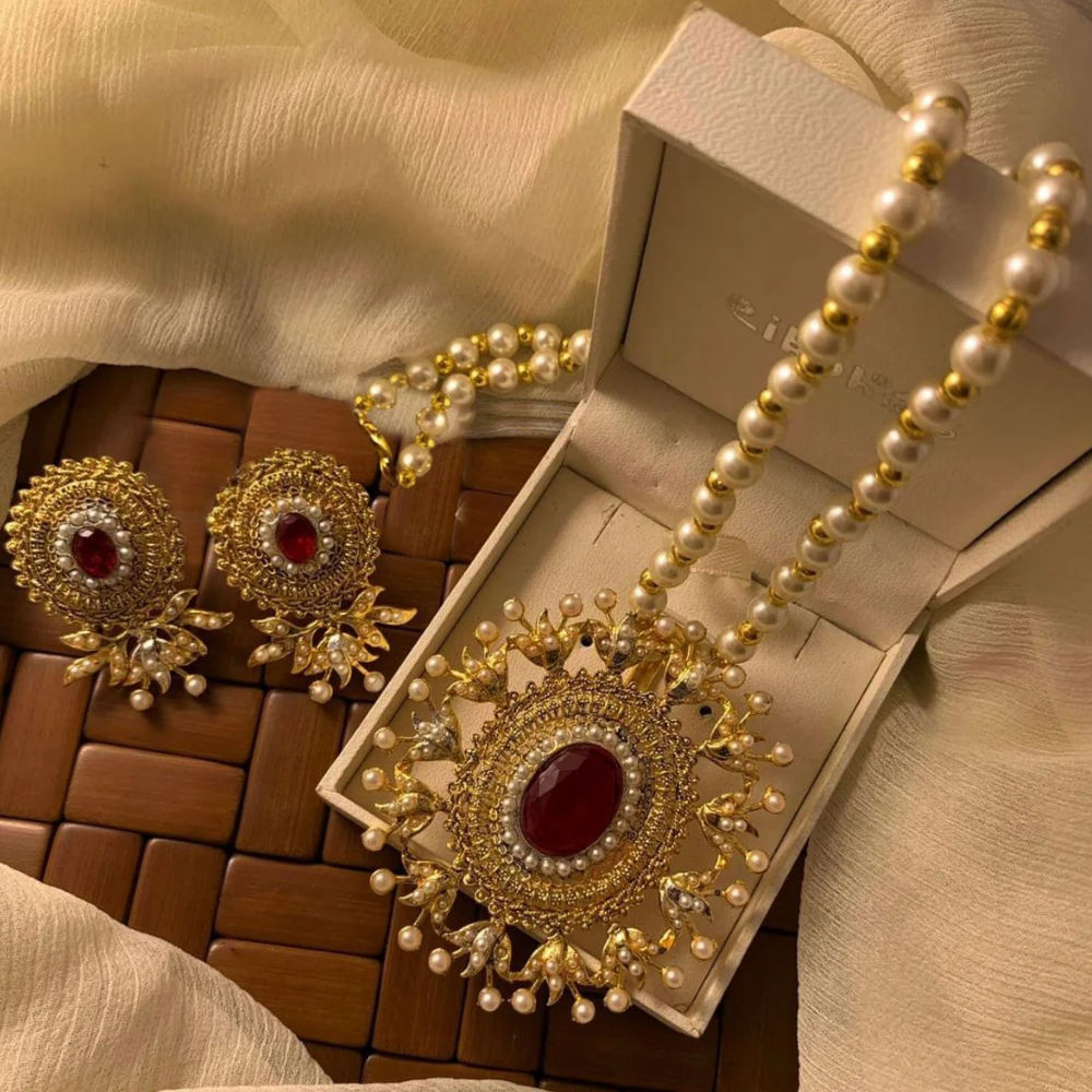Royal Blue Pearl Gold-Plated Jewelry Set