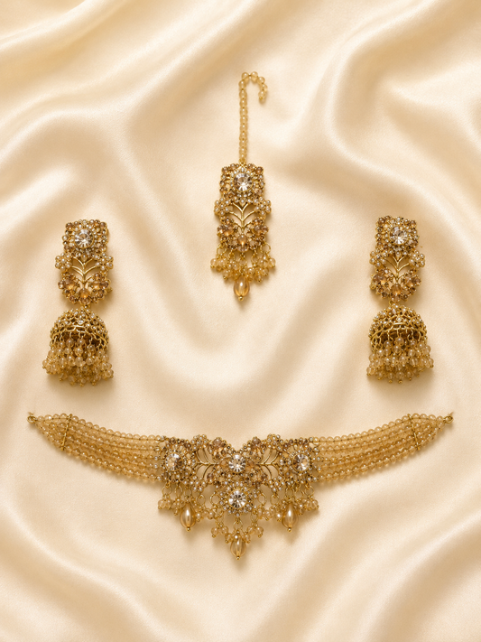 F. Jeweler Royal Pearl bahu bali Neckless Set