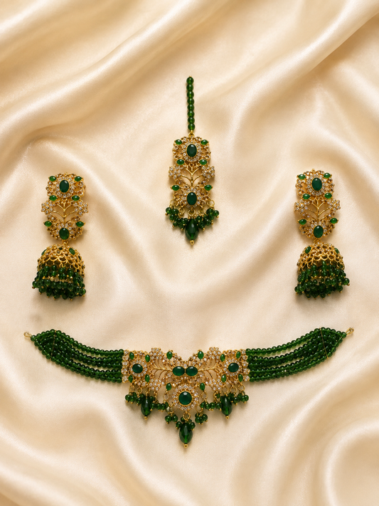 Emerald Green Royal Bridal Jewelry Set