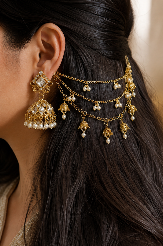 F. Royal Pearl Jhumka Earrings
