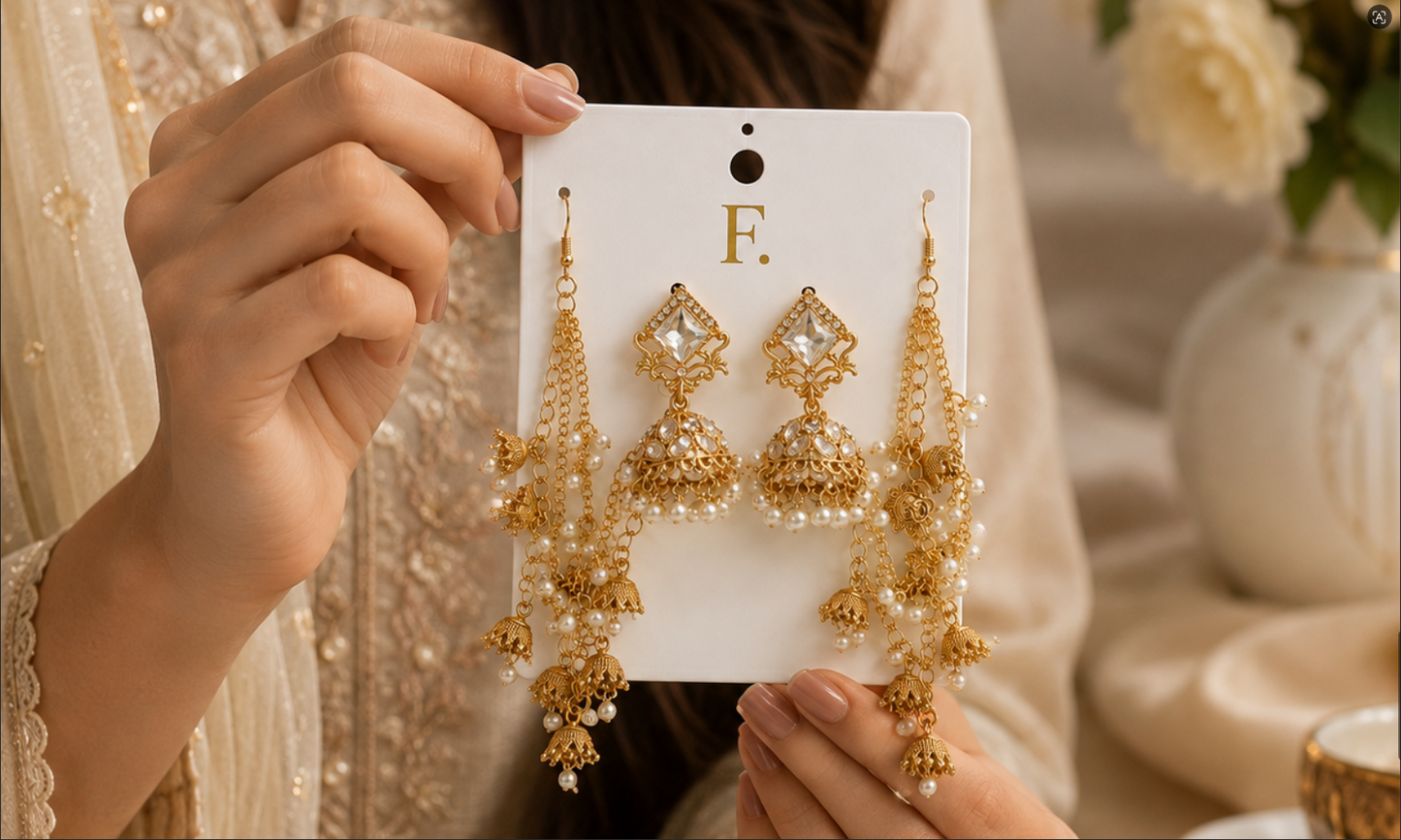F. Royal Pearl Jhumka Earrings