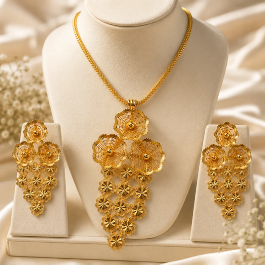 Luxury Floral Gold Plated Jewelry Set
