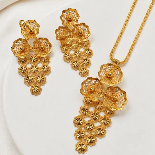 Luxury Floral Gold Plated Jewelry Set
