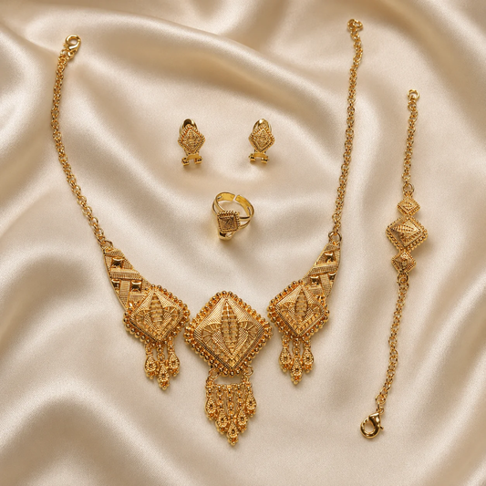 Luxury Gold-Plated Geometric Jewelry Set – 4 Pcs