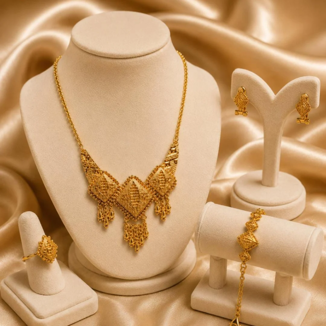 Luxury Gold-Plated Geometric Jewelry Set – 4 Pcs
