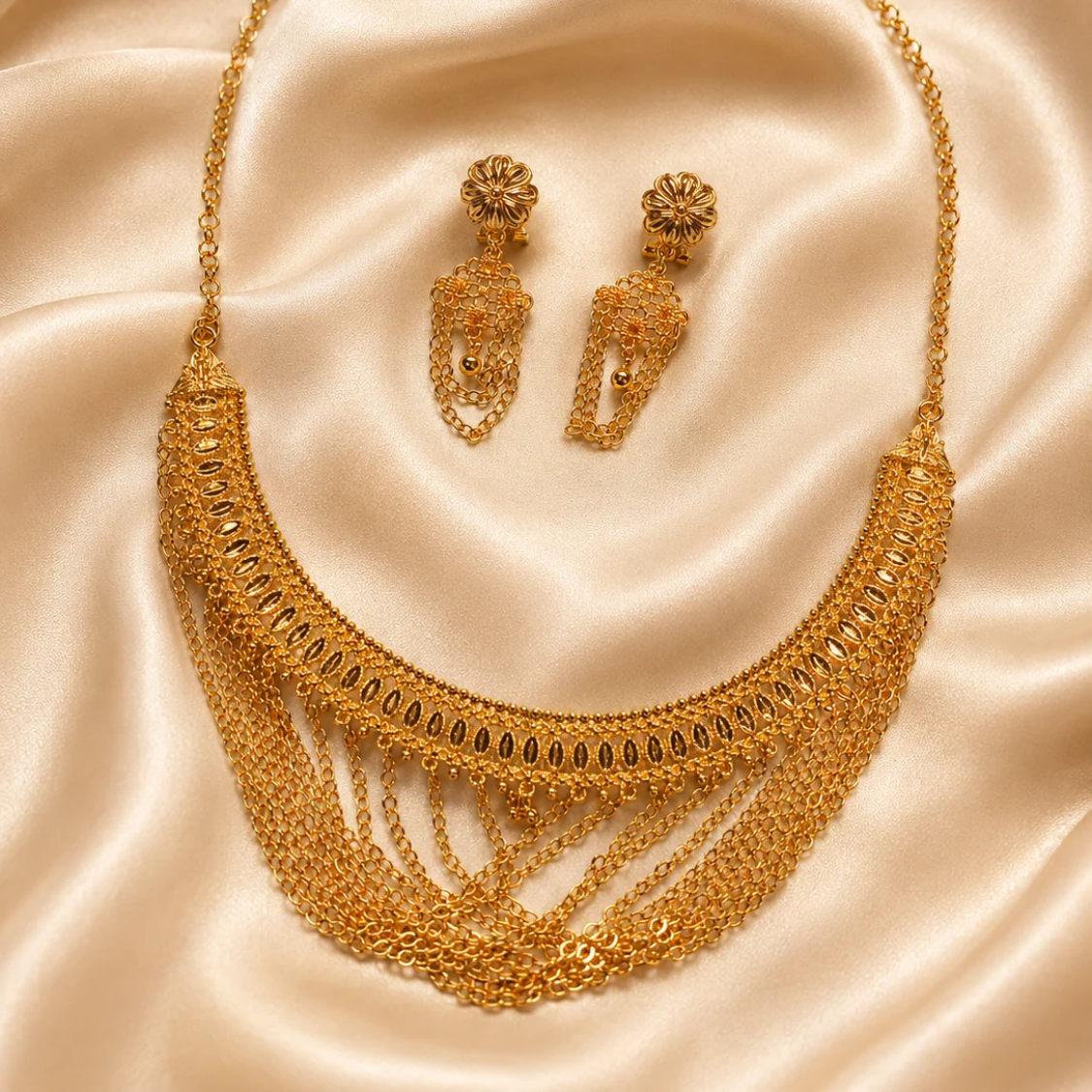 Luxury Gold-Plated Multi-Layer Chain Necklace Set – 2 Pcs
