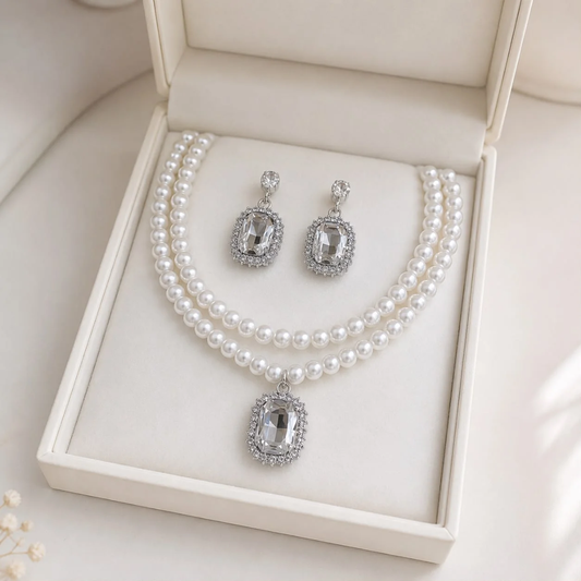 Luxury Double Crystal Bridal Jewelry Set